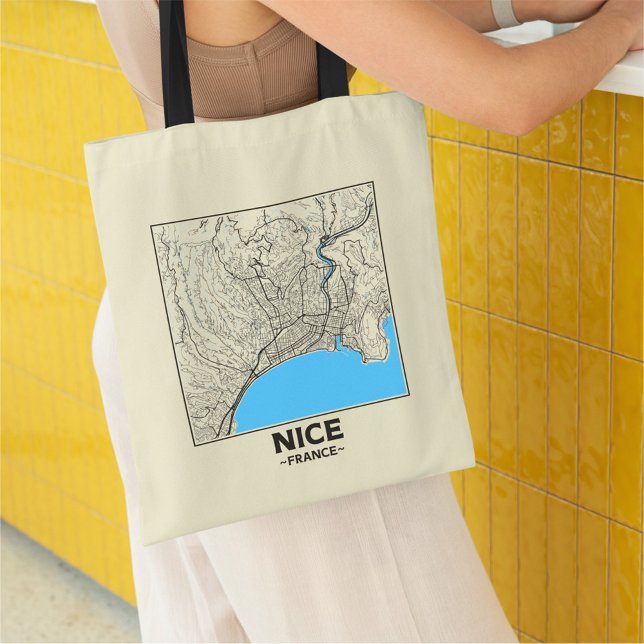 Nice, France City Map Tote Bag Tragetasche (Von Creator hochgeladen)