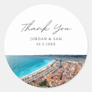 Nice France Gastgeschenk Hochzeit Foto Vielen Dank Runder Aufkleber
