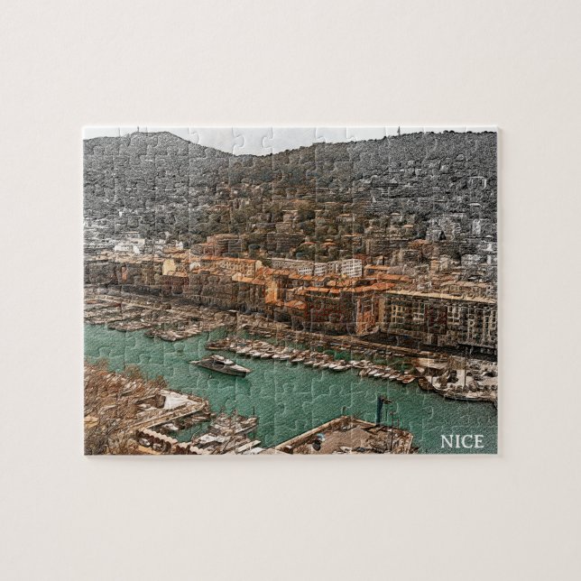 Nice France Port Lympia Panorama View Puzzle (Horizontal)