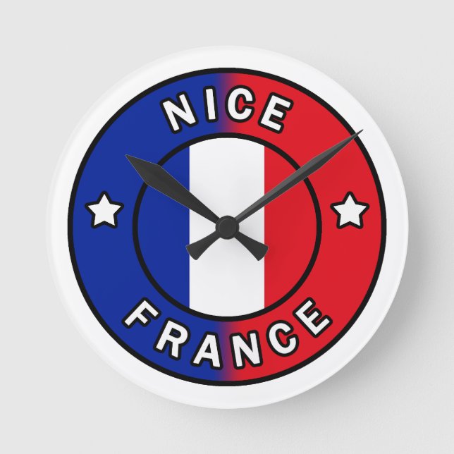 Nice France Runde Wanduhr (Vorderseite)