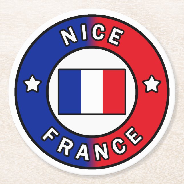 Nice France Runder Pappuntersetzer (Vorderseite)