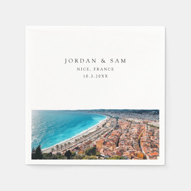 Nice France Wedding Custom Cocktail Napkin Serviette (Vorderseite)