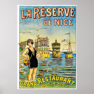 Nice, Frankreich, Frau in Badeanzug am Strand Poster