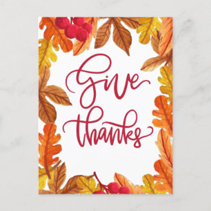 Nice Give Danke mit Blätter Herbst Feiertagspostkarte