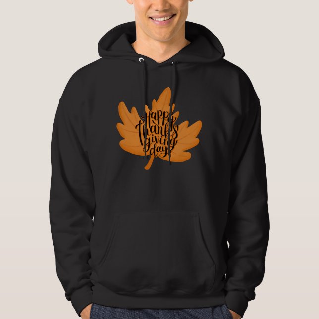 Nice Happy Thanksgiving Typografie auf Leaf Hoodie (Vorderseite)