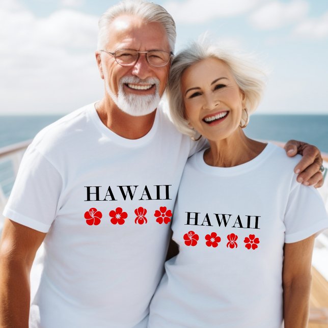 Nice Hawaii Red Blume Icons Light Color T-Shirt (Von Creator hochgeladen)