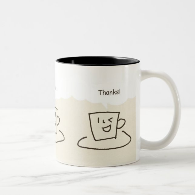 Nice, Hello, Thanks coffee mug Zweifarbige Tasse (Rechts)