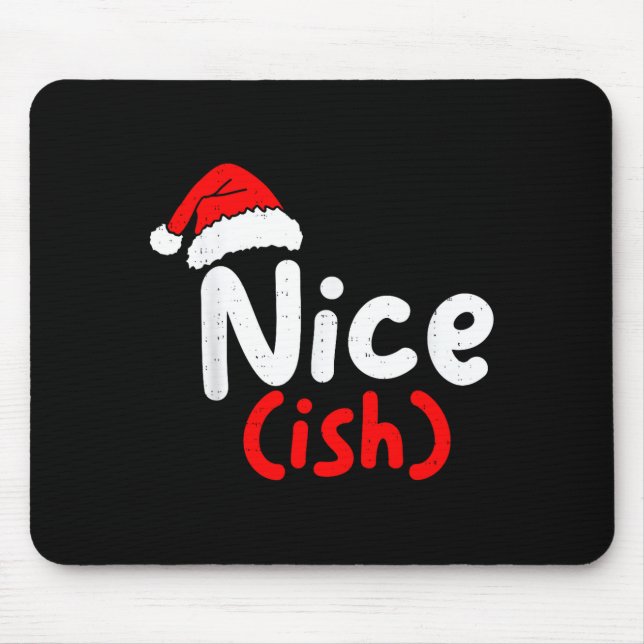 Nice (ish) Naughty Angel Funny Christmas List Fami Mousepad (Vorne)