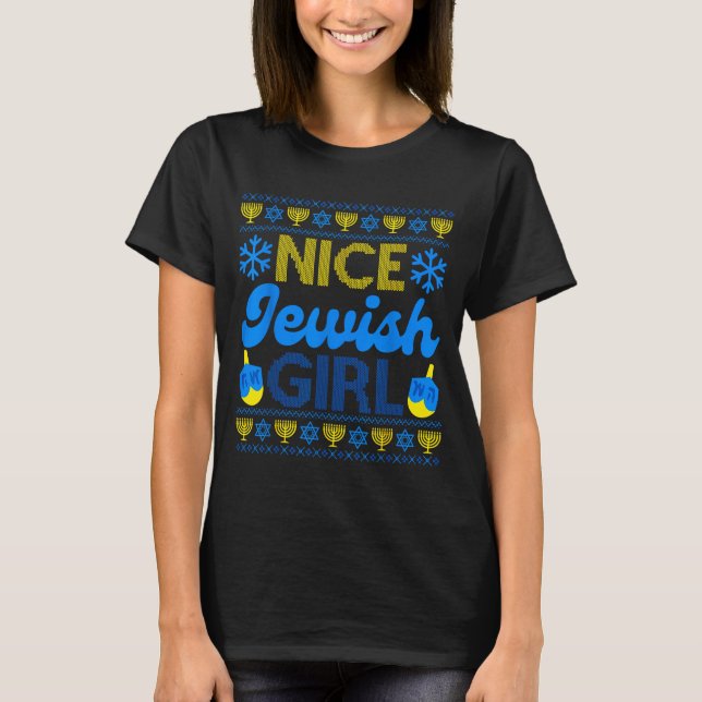 Nice Jewish Girl Ugly Happy Hanukkah Sweater Chanu T-Shirt (Vorderseite)