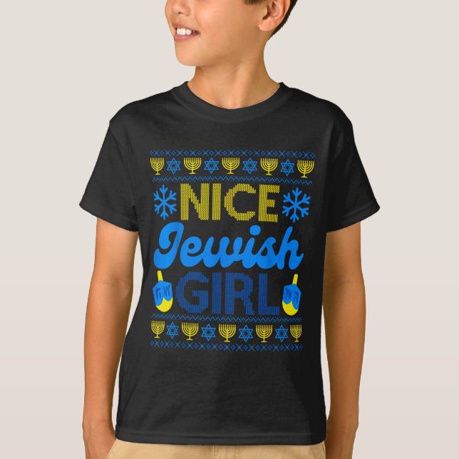 Nice Jewish Girl Ugly Happy Hanukkah Sweater Chanu T-Shirt (Vorderseite)