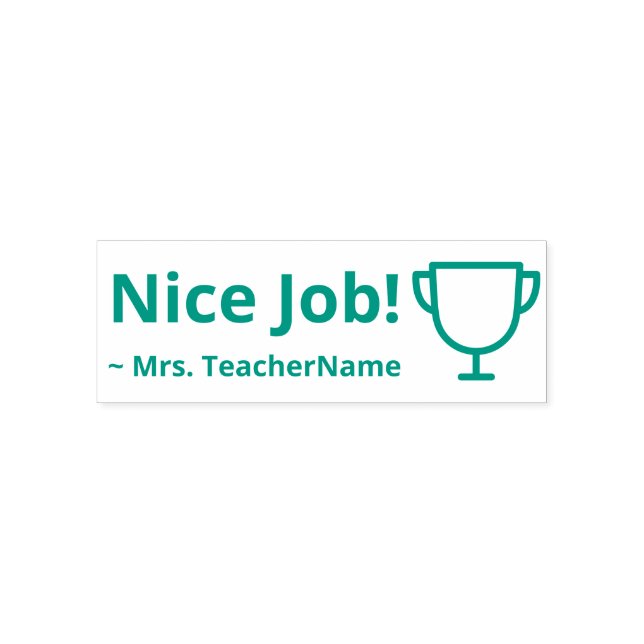"Nice Job!" + Name des Lehrers Rubber Briefmarke Permastempel (Design)