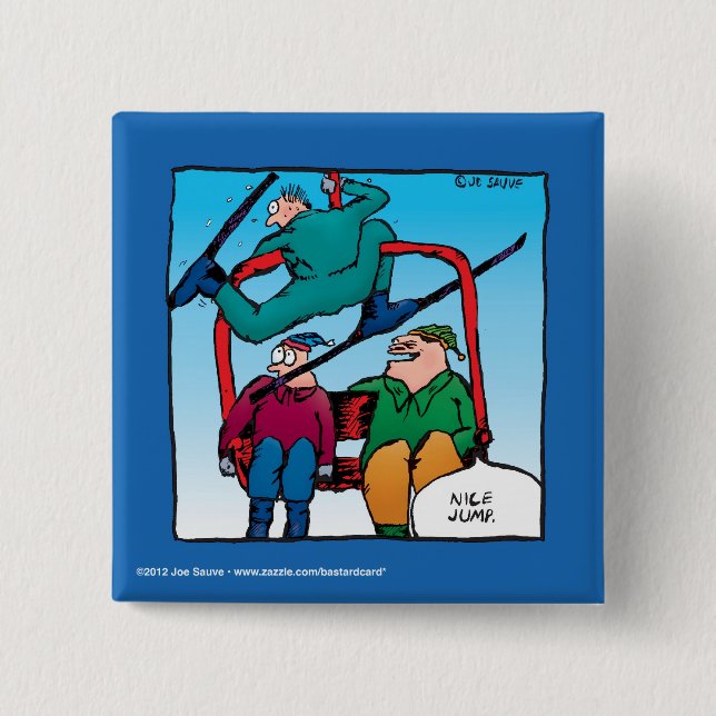 Nice Jump Cartoon Skiers Button (Vorderseite)