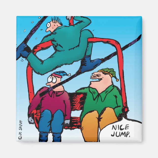 Nice Jump Skiers Cartoon Magnet (Vorne)