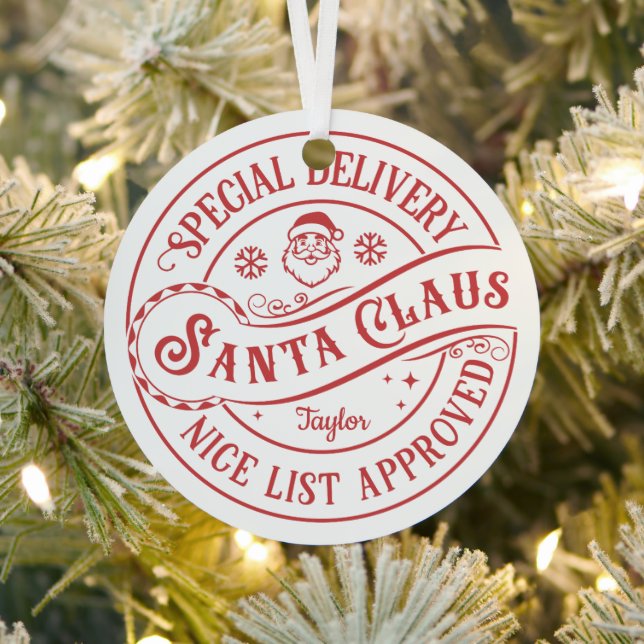 Nice List Approved Personalized Santa  Ornament Aus Metall (InSitu)