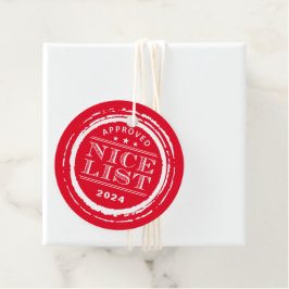 NICE LIST funny Santa approved stamp red Geschenkanhänger