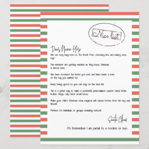 Nice List Letter of Santa Personalisiert Feiertagskarte