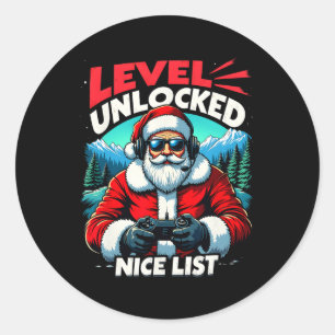 Nice List Video Game Weihnachts-Gamer Bo Runder Aufkleber