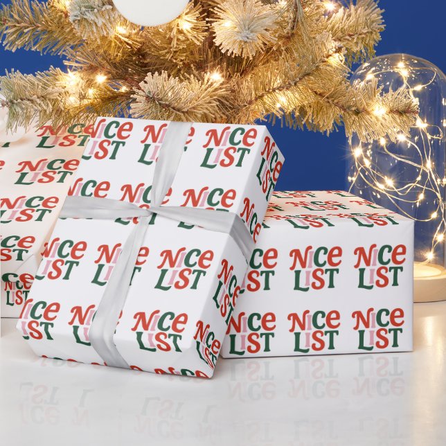 "Nice List" Weihnachtstypografie Geschenkpapier (Feiertage)