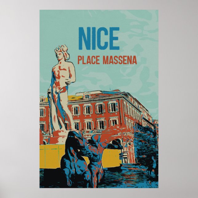 Nice Massena Square Illustration France Poster (Vorne)