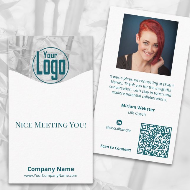 Nice Meeting You - Life Coach Company Aquamarin Visitenkarte (Nice Meeting You - Life Coach Company Teal Business Card, Professional Networking)