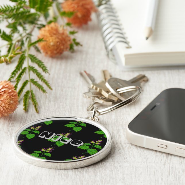 Nice name or text Love Green Leaf Image Schlüsselanhänger (Seite)