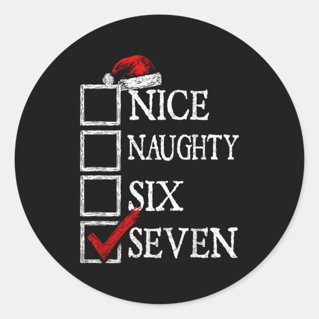 Nice Naughty 67 Christmas Funny Meme Six Seven  Runder Aufkleber (Vorderseite)