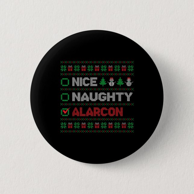 Nice Naughty ALARCON Weihnachtsliste Ugy Button (Vorderseite)