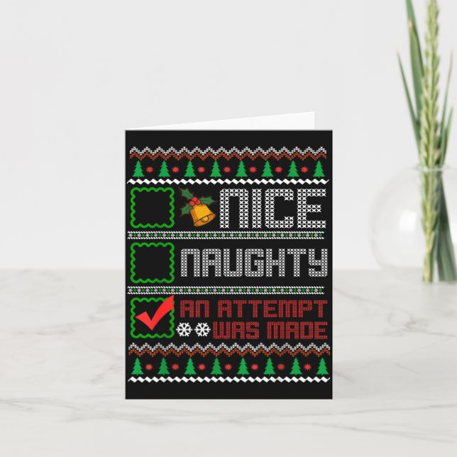 Nice Naughty An Attempt Was Made Christmas List Sa Karte (Vorderseite)