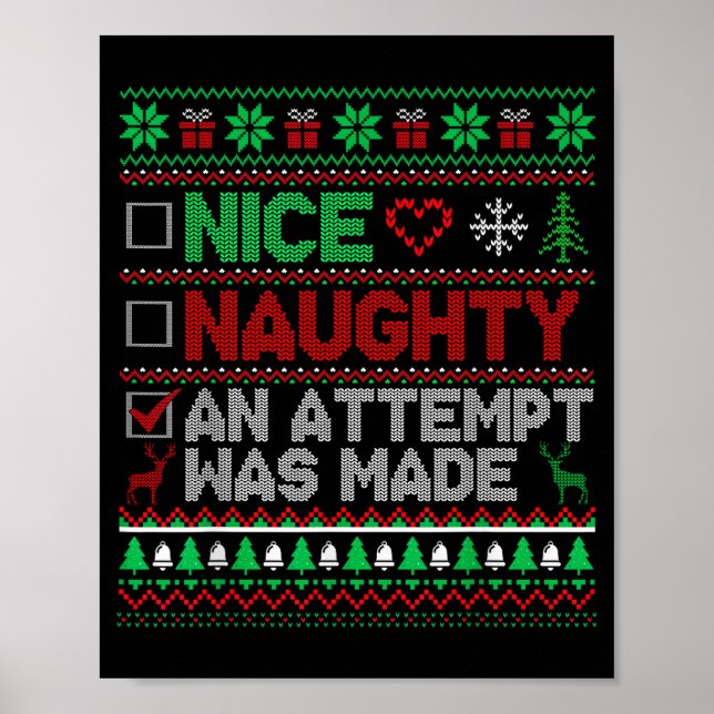 Nice Naughty An Attempt Was Made Christmas List Sa Poster (Vorne)