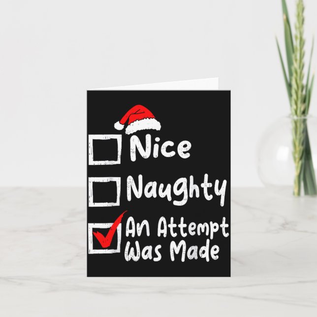 Nice Naughty An Attempt Was Made Funny Christmas L Karte (Vorderseite)