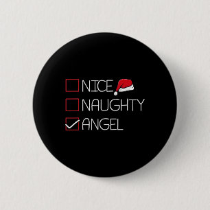 Nice Naughty Angel Christmas Pajama Funny Spaß X- Button