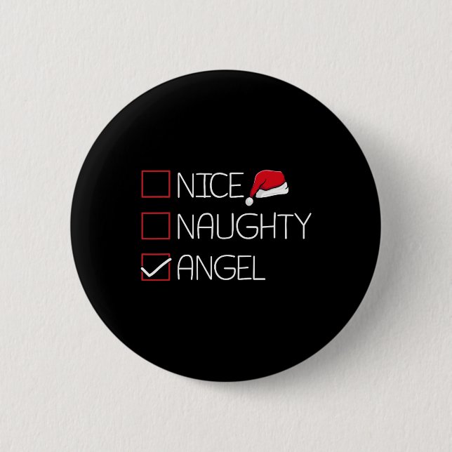 Nice Naughty Angel Christmas Pajama Funny Spaß X- Button (Vorderseite)