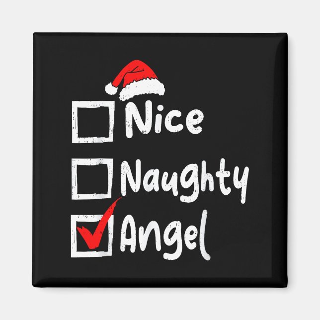 Nice Naughty Angel Funny Christmas List Family Mat Magnet (Vorne)