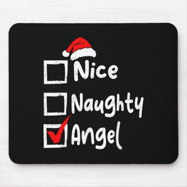 Nice Naughty Angel Funny Christmas List Family Mat Mousepad (Vorne)
