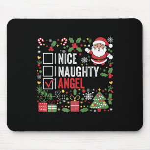 Nice Naughty Angel Funny Christmas Weihnachtsmann Mousepad