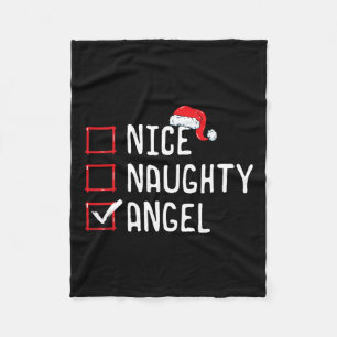 Nice Naughty Angel Weihnachtsliste Fleecedecke