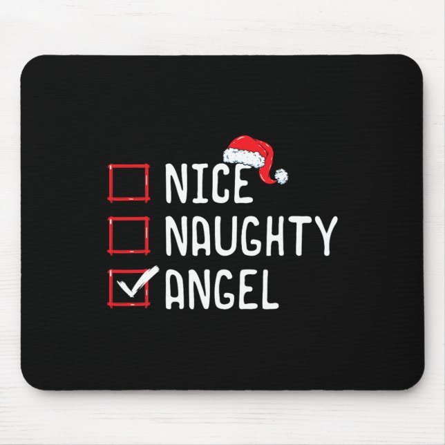 Nice Naughty Angel Weihnachtsliste Mousepad (Vorne)