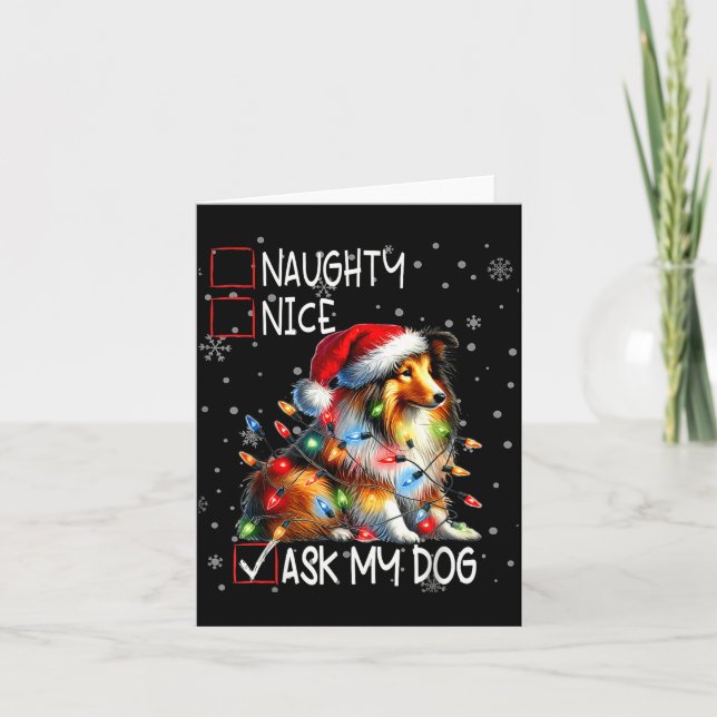 Nice Naughty Ask My Dog Christmas List Xmas  Karte (Vorderseite)