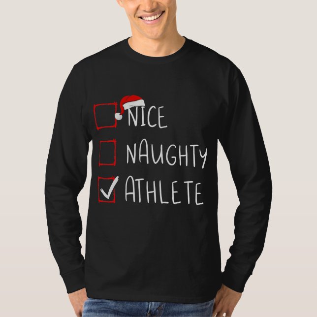 Nice Naughty Athlete List Weihnachten Weihnachten  T-Shirt (Vorderseite)