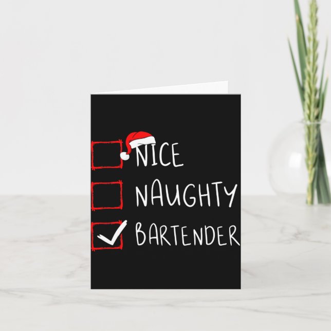 Nice Naughty Bartender Christmas List Santa Claus  Karte (Vorderseite)