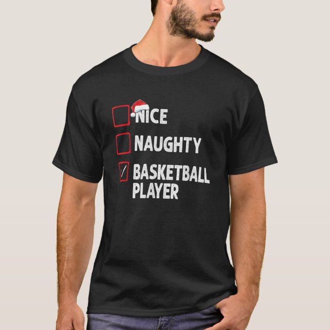 Nice Naughty Basketball Player Boys Christmas Mens T-Shirt (Vorderseite)