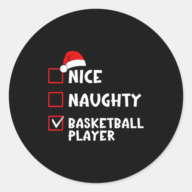 Nice Naughty Basketball Player Funny Christmas Lis Runder Aufkleber (Vorderseite)