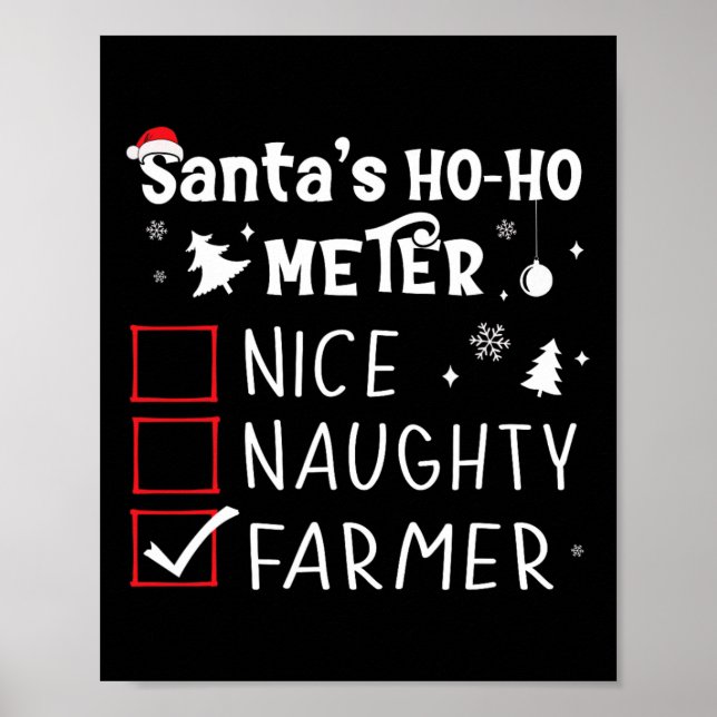 Nice Naughty Bauer Weihnachtsliste Weihnachtsmann  Poster (Vorne)