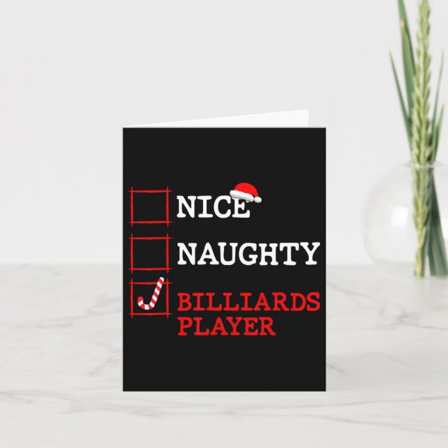 Nice Naughty Billiards Spieler Weihnachten Santa C Karte (Vorderseite)