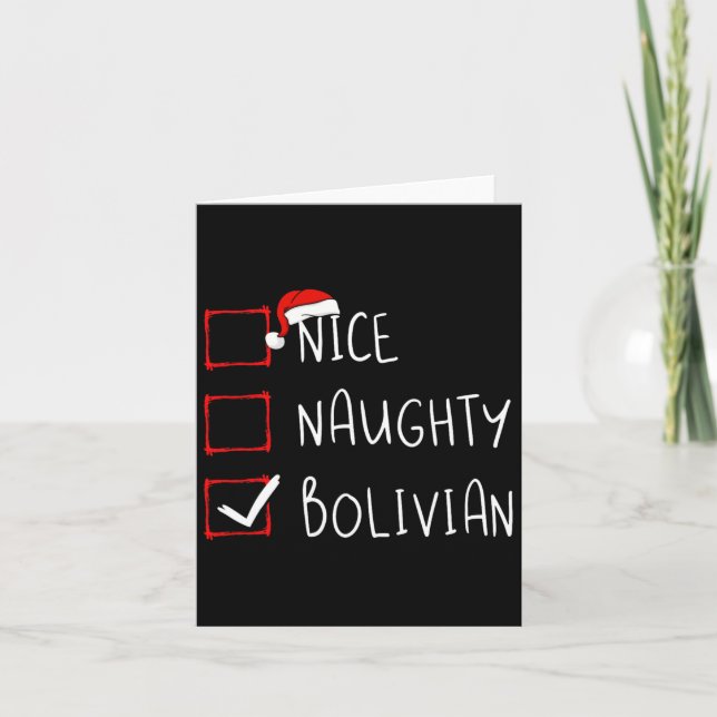 Nice Naughty Bolivian Christmas Bolivia Roots Heri Karte (Vorderseite)
