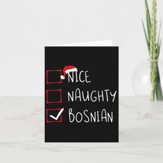 Nice Naughty Bosnian Weihnachten Bosnien und Herze Karte (Vorderseite)