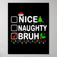 Nice Naughty Bruh Xmas Lights Teens Jungs Kinder C