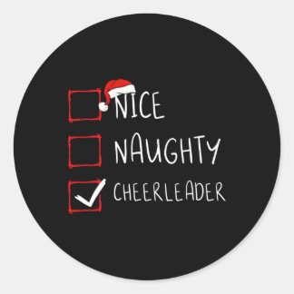 Nice Naughty Cheerleader List Christmas Santa Clau Runder Aufkleber