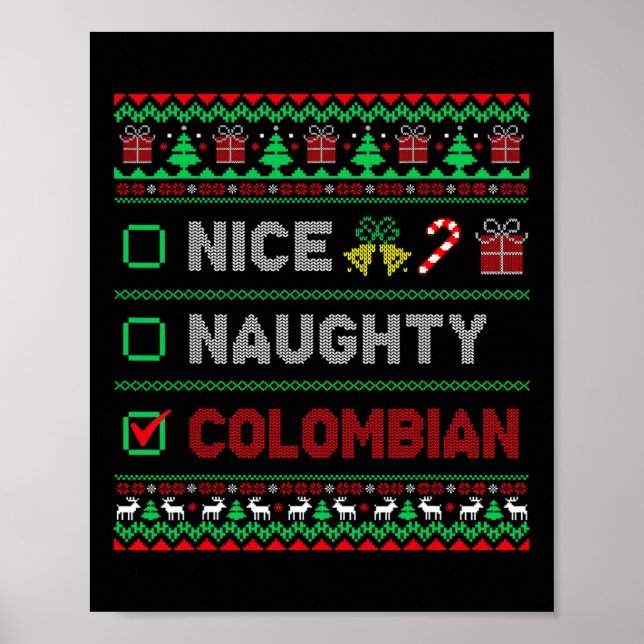 Nice Naughty Colombian Christmas Checklist Colombi Poster (Vorne)