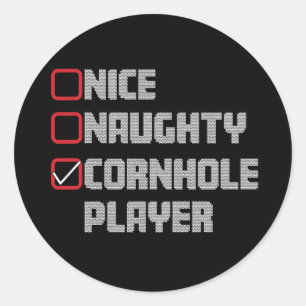 Nice Naughty Cornhole Player List Uggge Weihnachte Runder Aufkleber